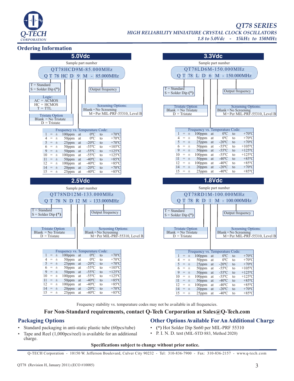 Q-tech, Qt78 series | Q-Tech QT78 User Manual | Page 3 / 6