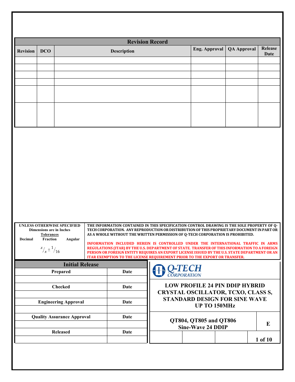 Q-Tech QT806 Sine Wave User Manual | 10 pages