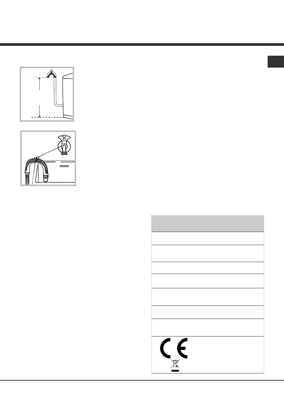 Primo ciclo di lavaggio, Dati tecnici | Ariston ARTXF 149 User Manual | Page 39 / 60