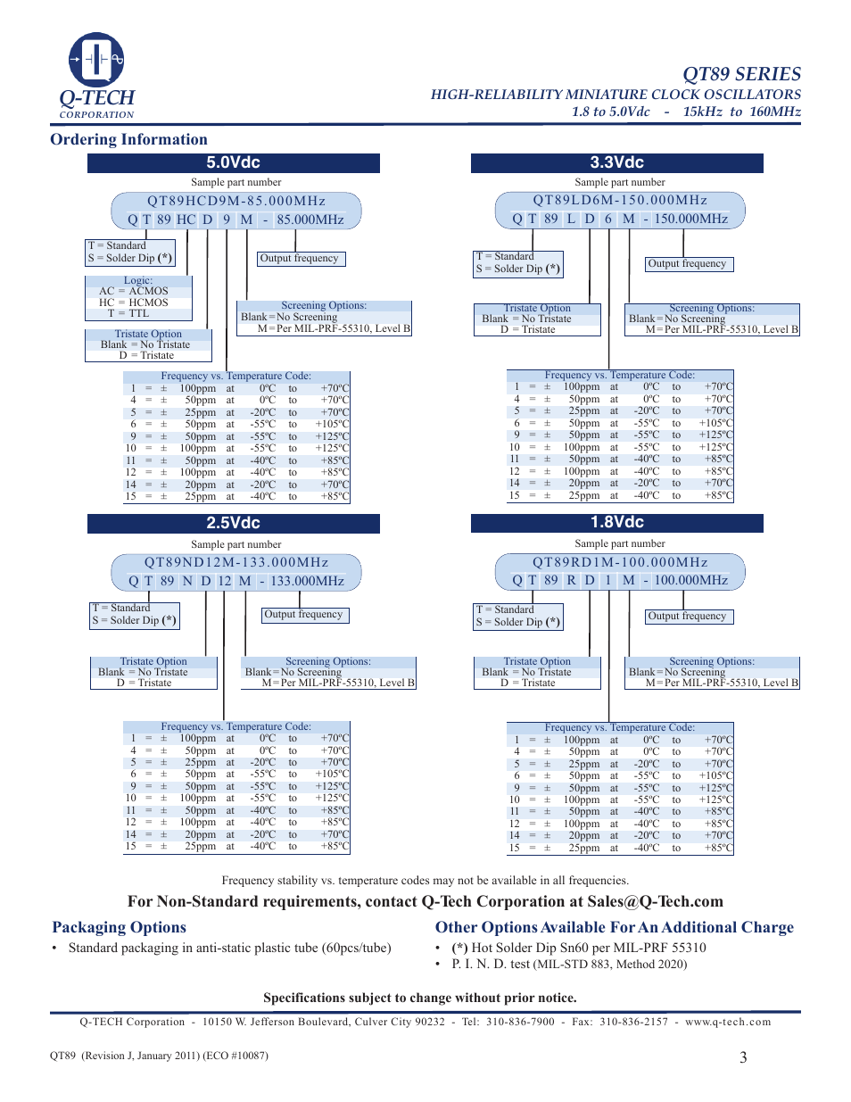 Q-tech, Qt89 series | Q-Tech QT89 User Manual | Page 3 / 6