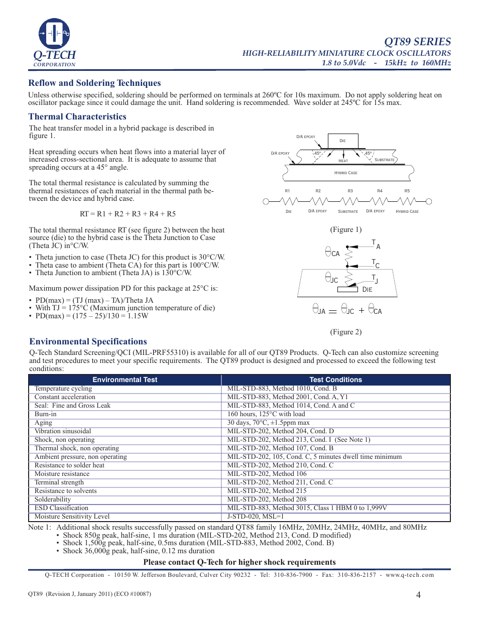 Q-tech, Qt89 series, Thermal characteristics | Q-Tech QT89 User Manual | Page 4 / 6