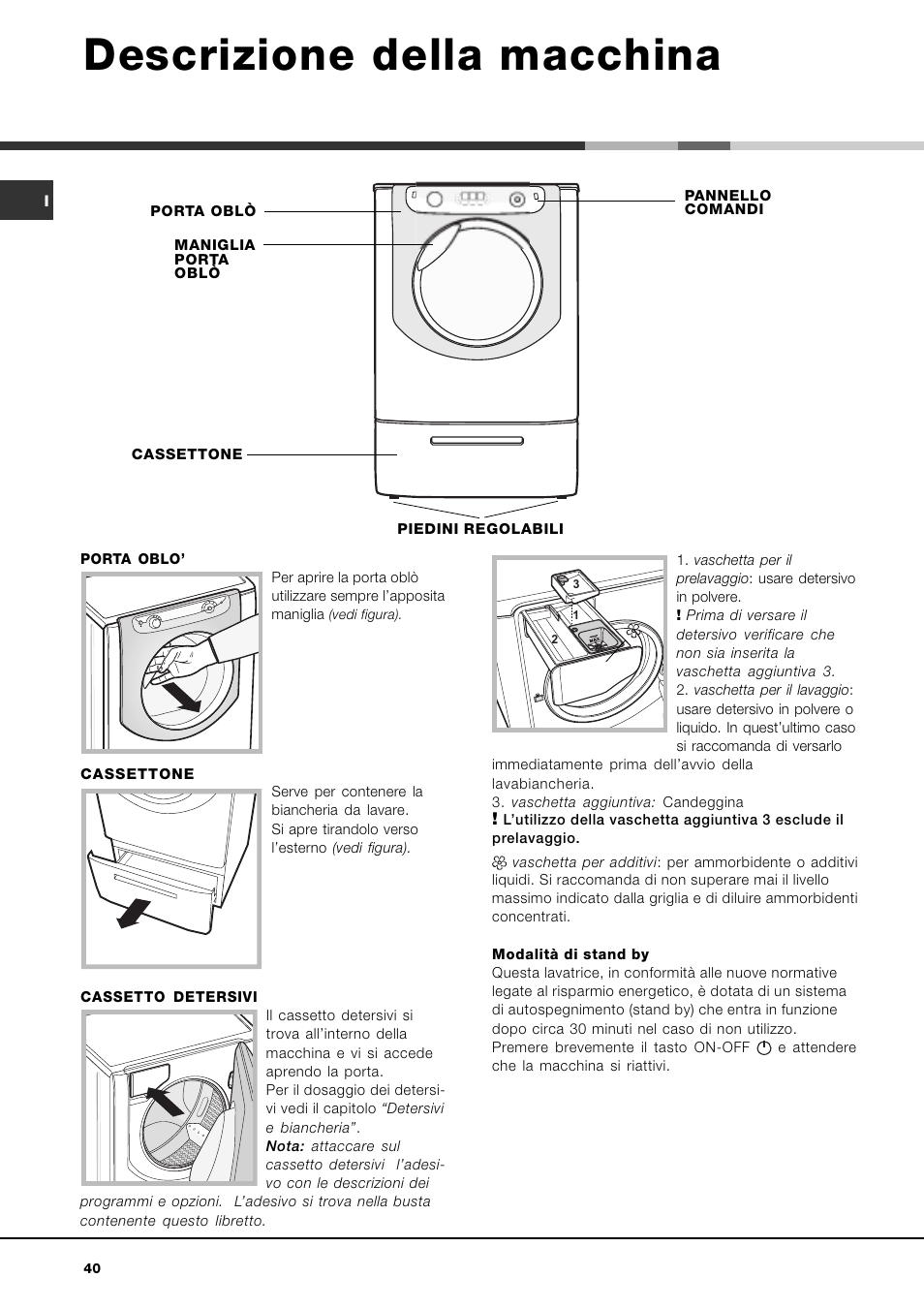 Descrizione della macchina | Ariston Aqualtis AQ8F 29 U H User Manual | Page 40 / 72
