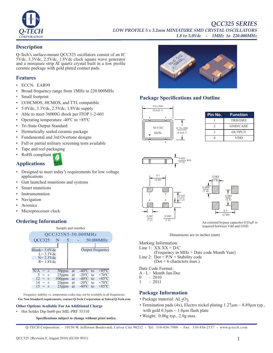 Q-Tech QCC325 User Manual | 4 pages