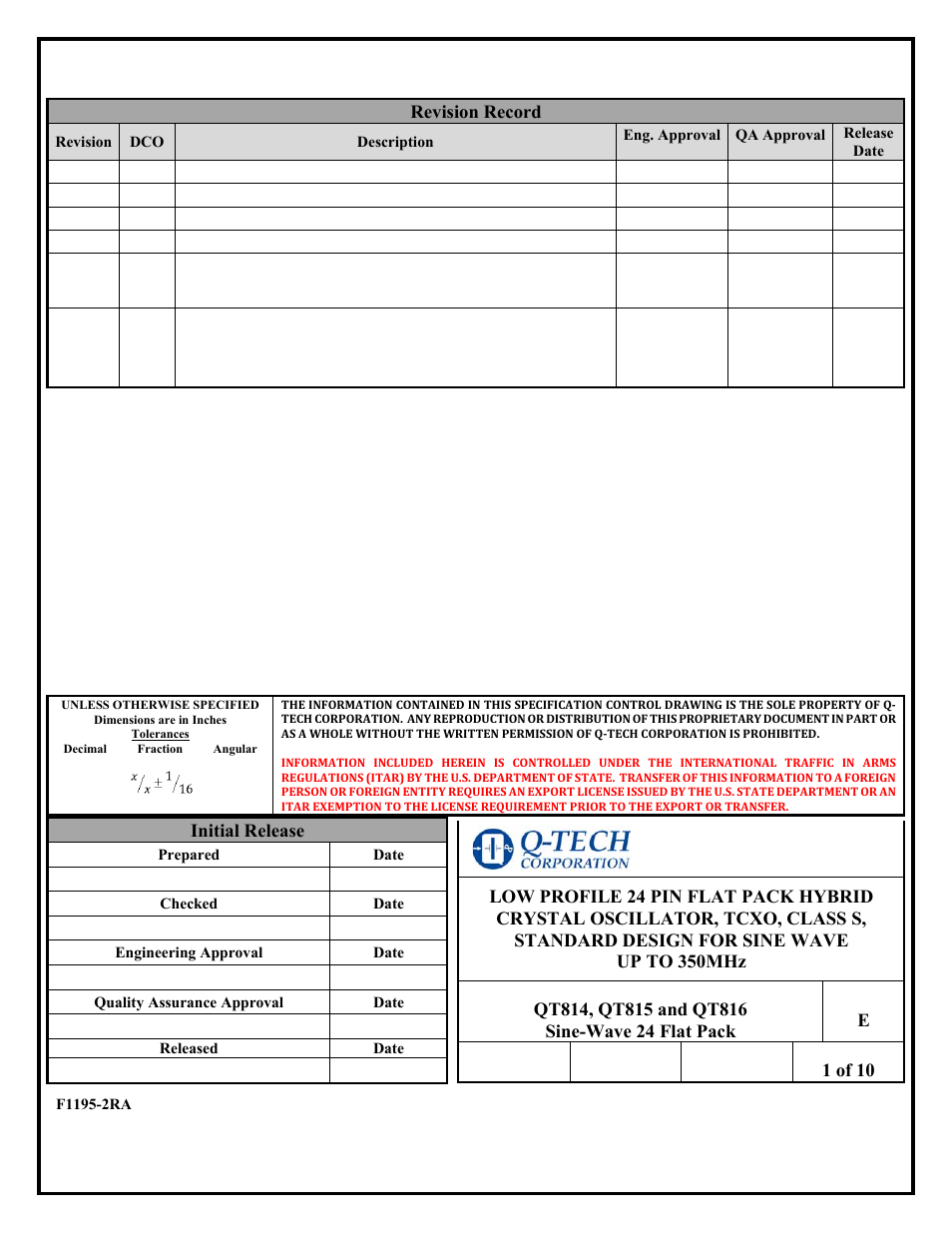 Q-Tech QT816 Sine Wave User Manual | 10 pages