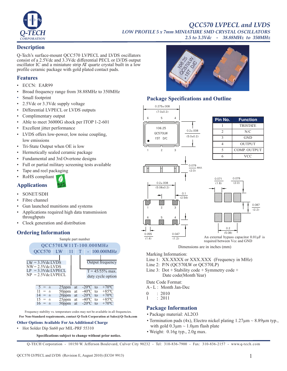 Q-Tech QCC570LW User Manual | 4 pages