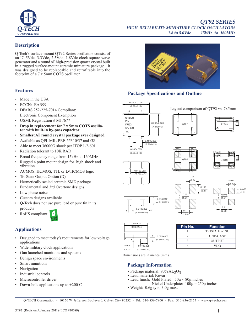 Q-Tech QT92 User Manual | 6 pages