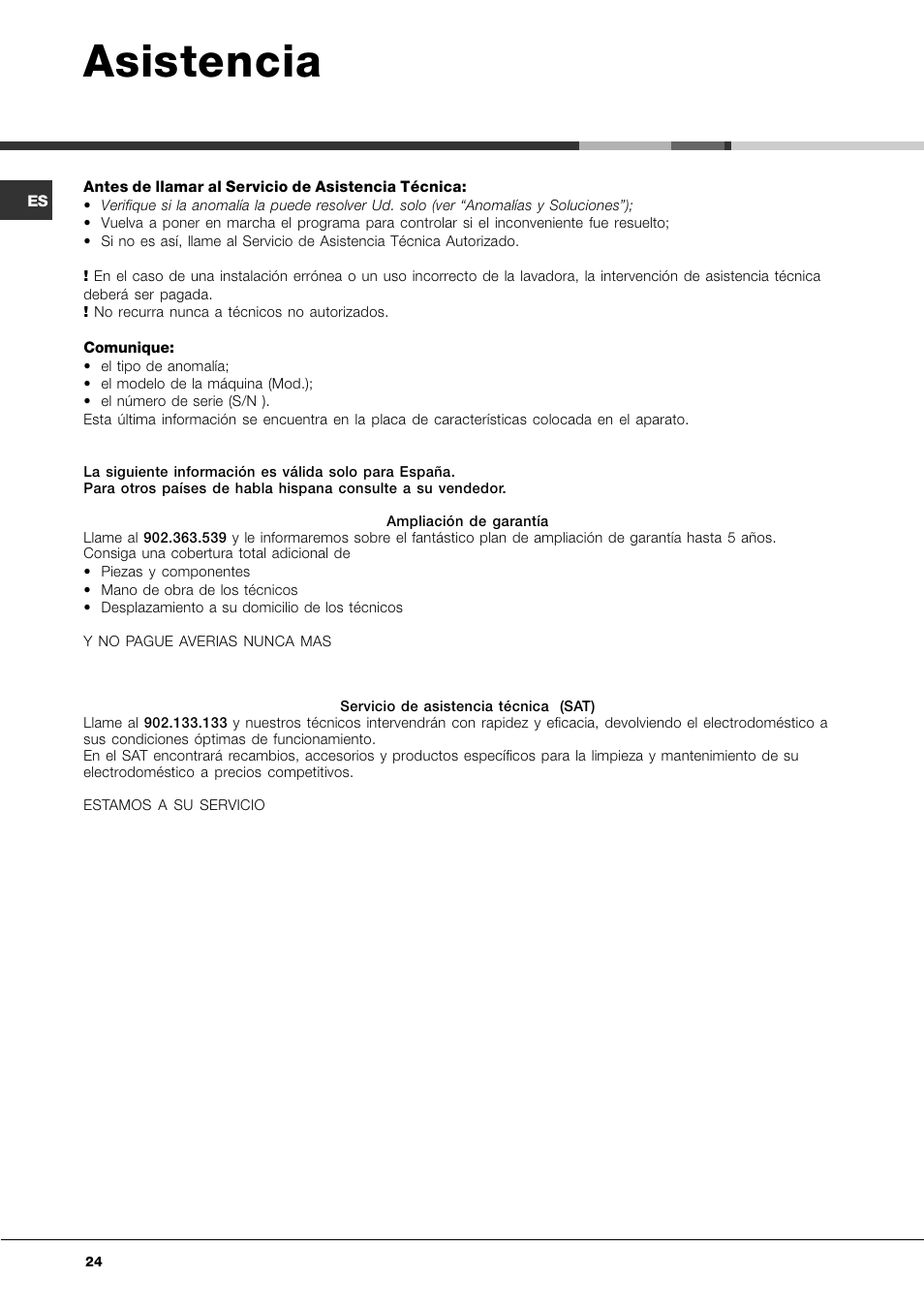 Asistencia | Ariston Aqualtis AQ7L 092 U User Manual | Page 24 / 60