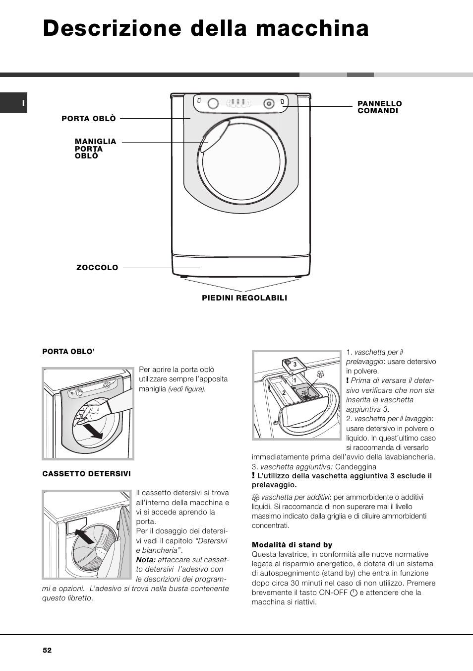 Descrizione della macchina | Ariston Aqualtis AQ7L 092 U User Manual | Page 52 / 60