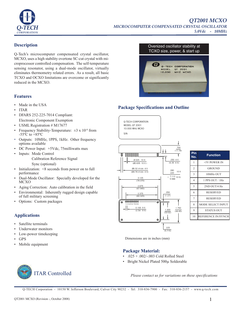 Q-Tech QT2001 User Manual | 1 page