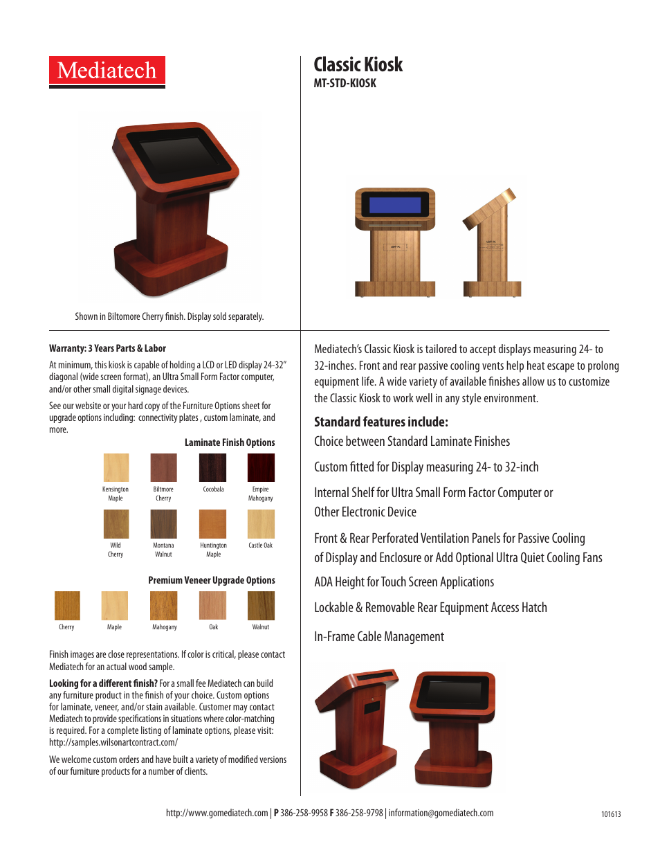 Mediatech MT-STD-KIOSK Classic Kiosk User Manual | 1 page