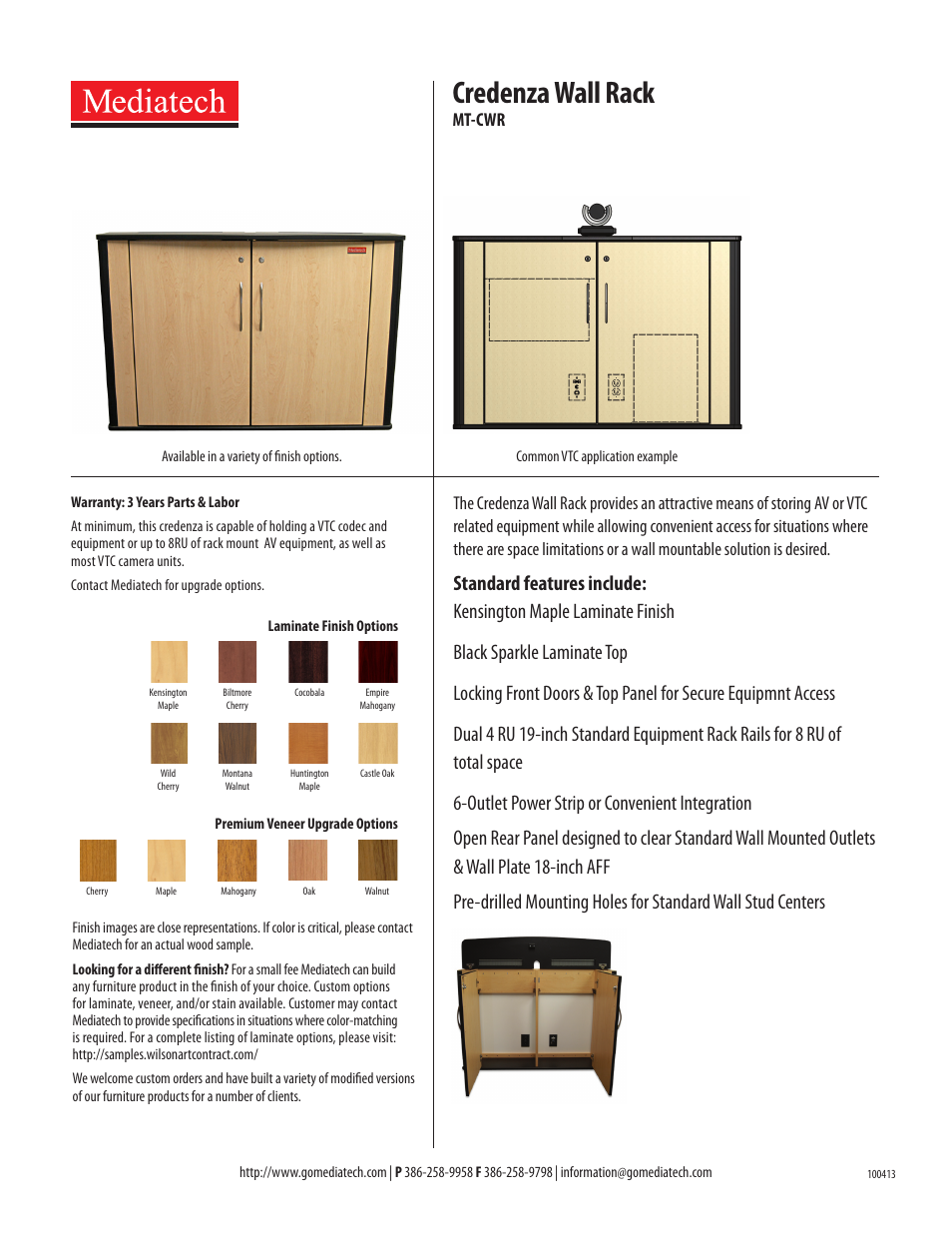 Mediatech MT-CWR Credenza Wall Rack User Manual | 1 page
