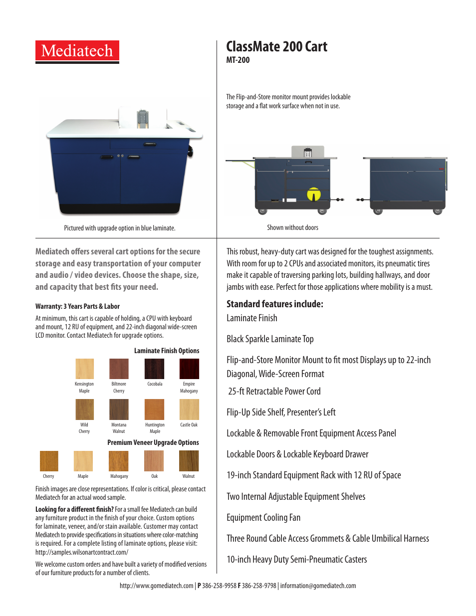 Mediatech MT-200 ClassMate AV Cart User Manual | 1 page