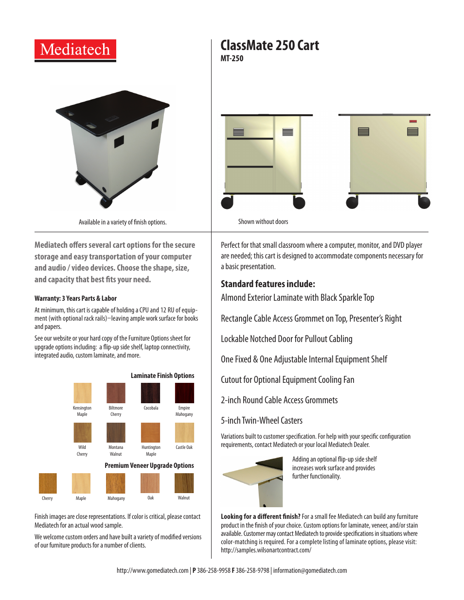 Mediatech MT-250 ClassMate AV Cart User Manual | 1 page