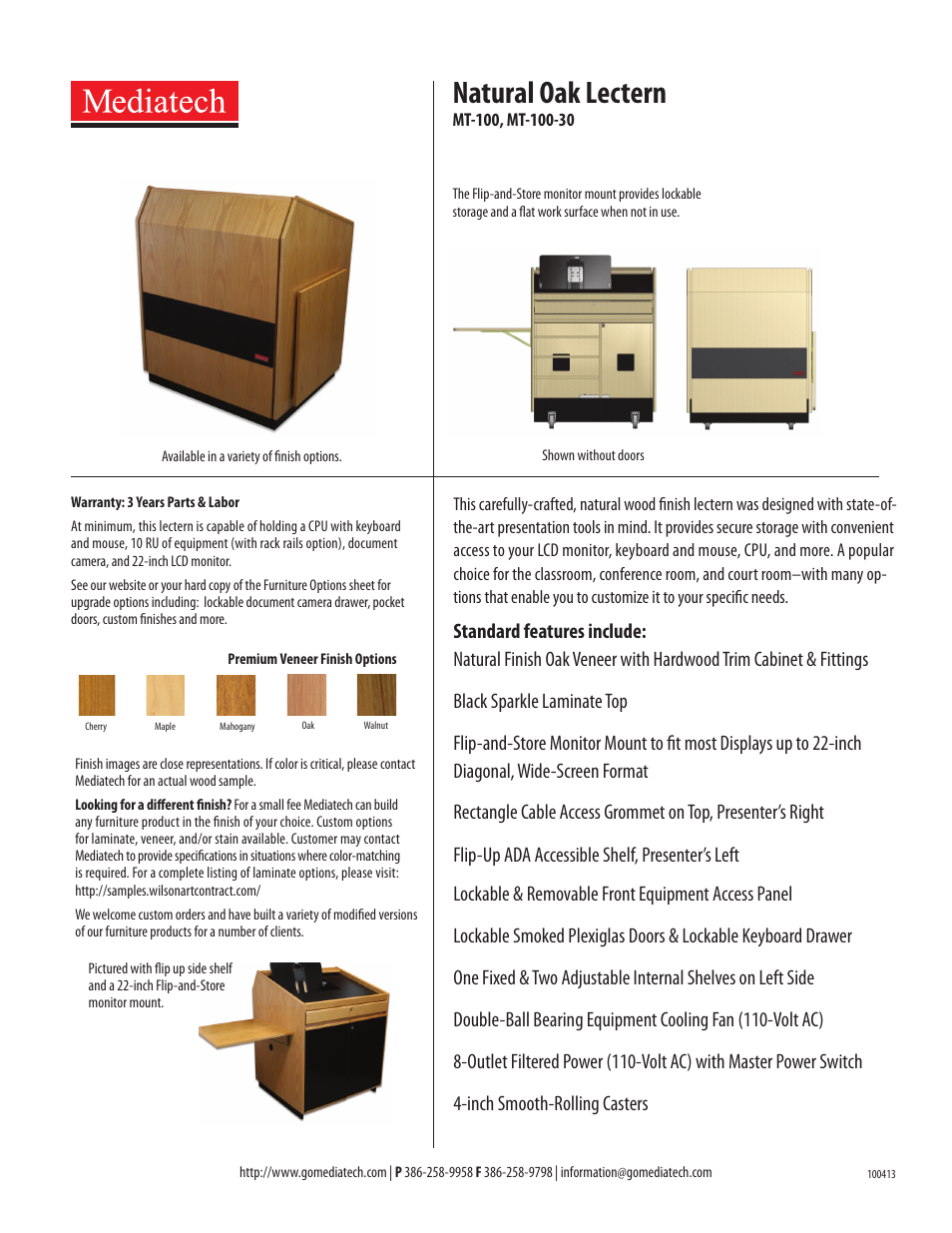 Mediatech MT-100 Classic Wood Lectern User Manual | 1 page