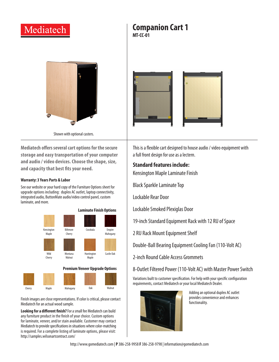 Mediatech MT-CC-01 Companion Cart User Manual | 1 page