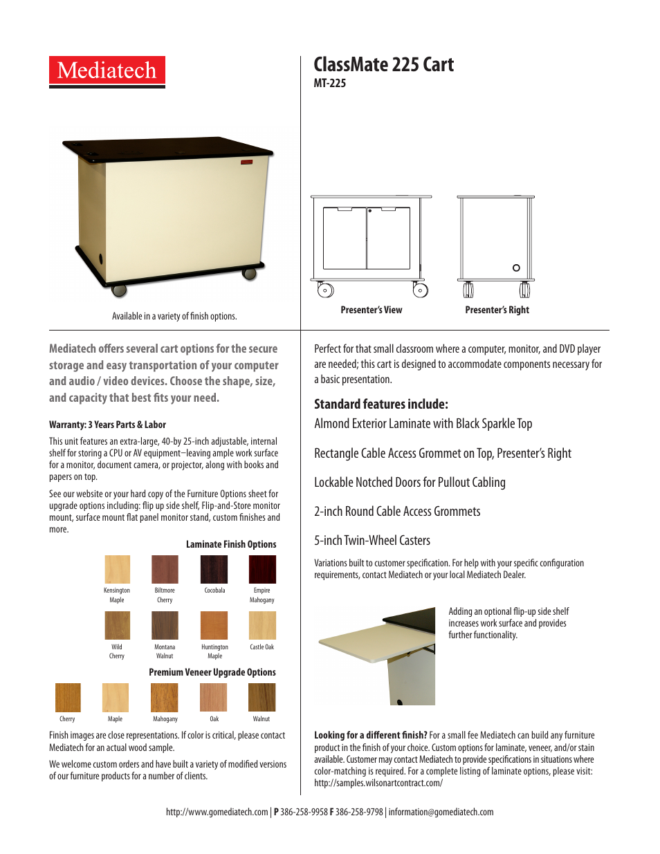 Mediatech MT-225 ClassMate AV Cart User Manual | 1 page