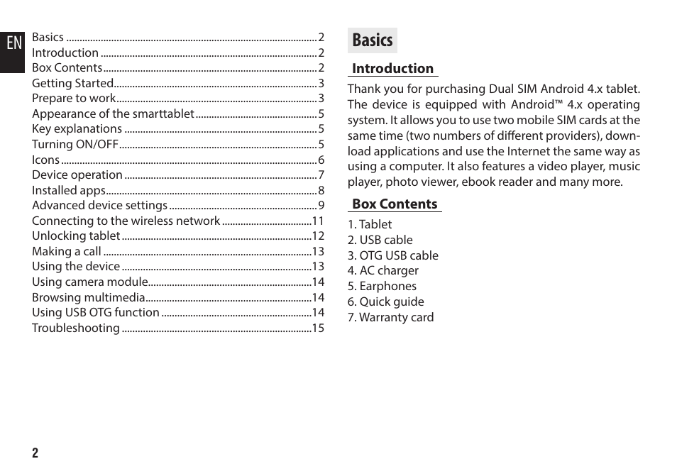 Basics, Introduction, Box contents | Media-Tech IMPERIUS SEVEN 3G User Manual | Page 2 / 16