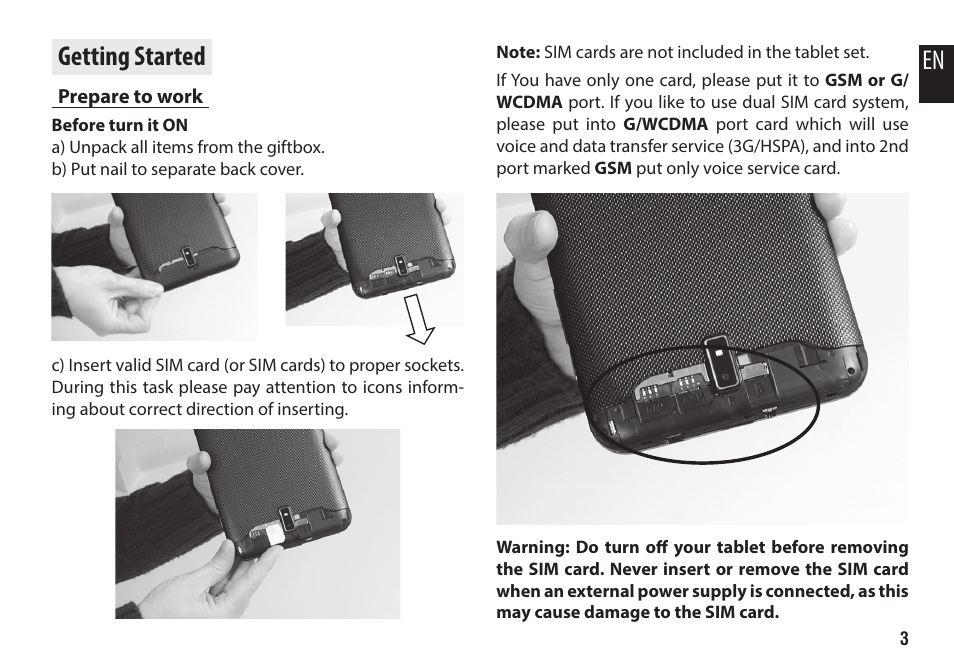 Getting started, Prepare to work | Media-Tech IMPERIUS SEVEN 3G User Manual | Page 3 / 16