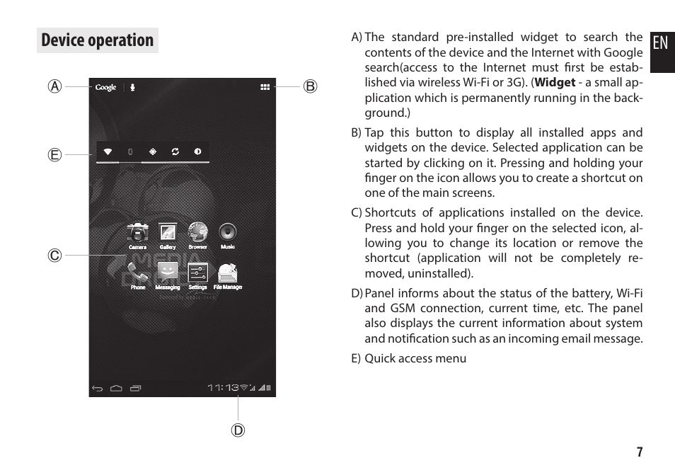 Device operation, En device operation | Media-Tech IMPERIUS SEVEN 3G User Manual | Page 7 / 16