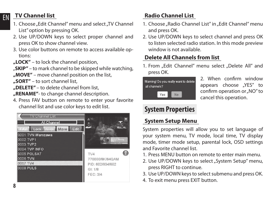 System properties | Media-Tech DVB-T2 HD DIGITAL TV BOX User Manual | Page 8 / 16