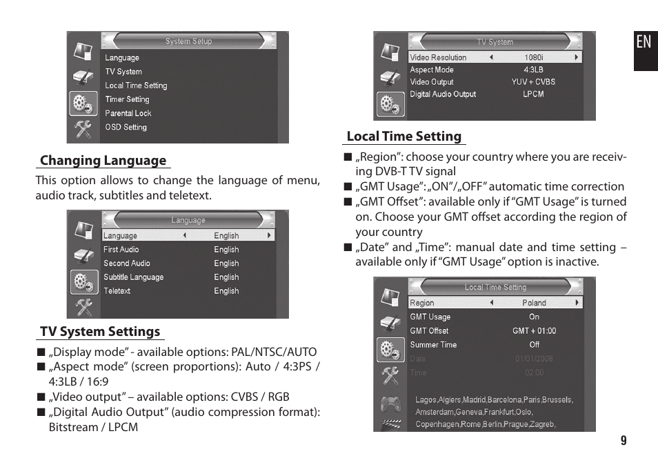 Media-Tech DVB-T2 HD DIGITAL TV BOX User Manual | Page 9 / 16