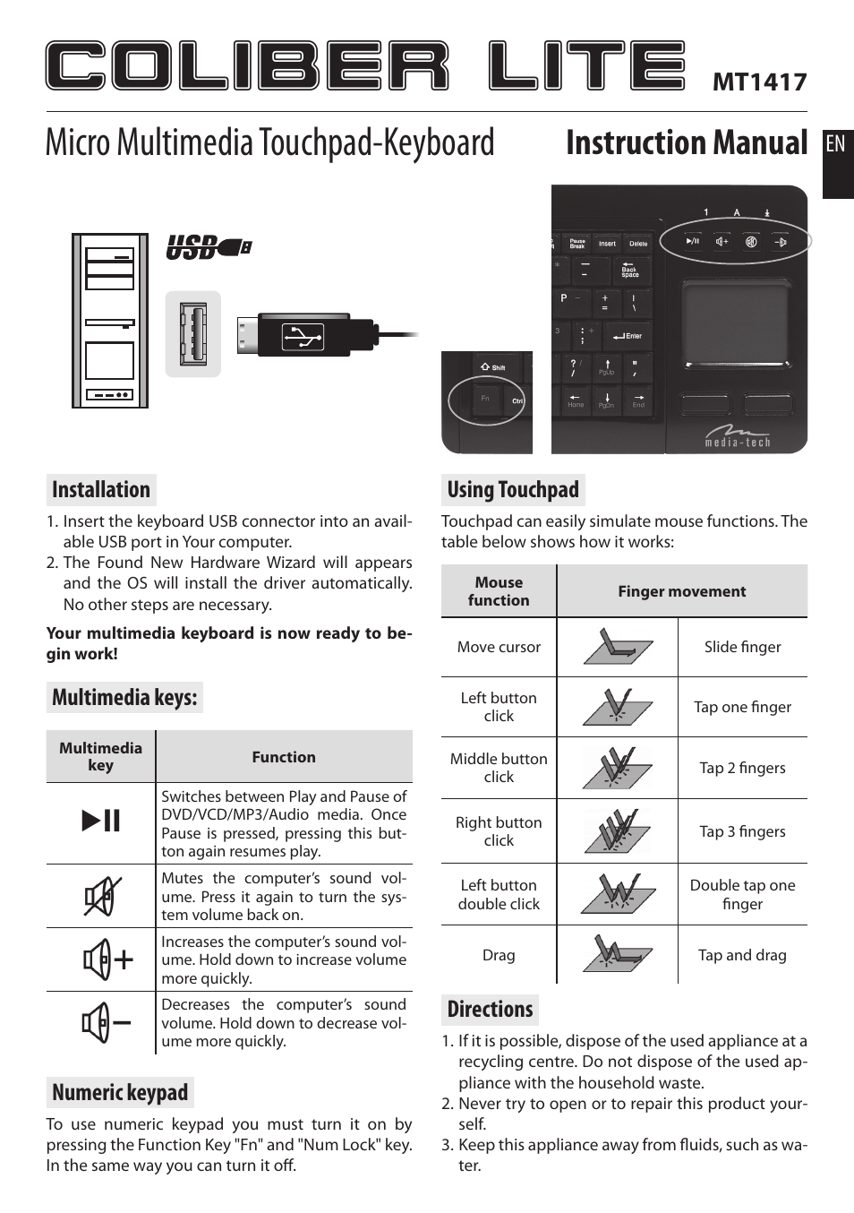 Media-Tech COLIBER LITE User Manual | 5 pages