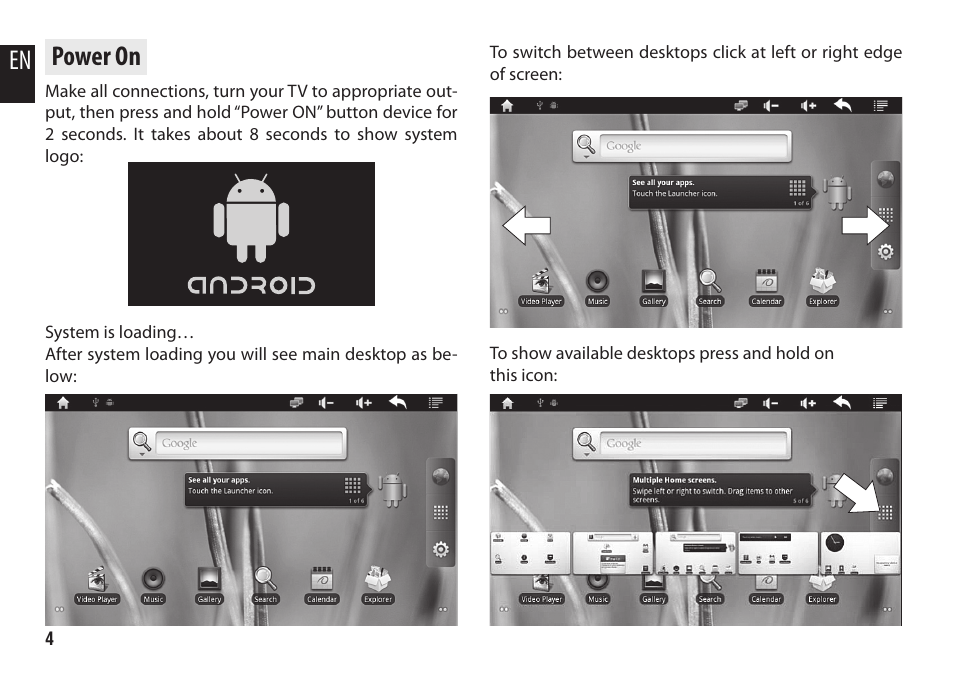 Power on | Media-Tech ENGAGE HQ User Manual | Page 4 / 16