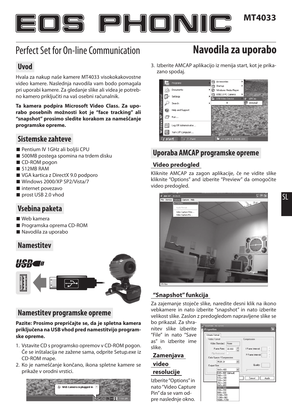 Eos phonic, Navodila za uporabo, Perfect set for on-line communication | Mt4033 | Media-Tech EOS PHONIC User Manual | Page 13 / 16