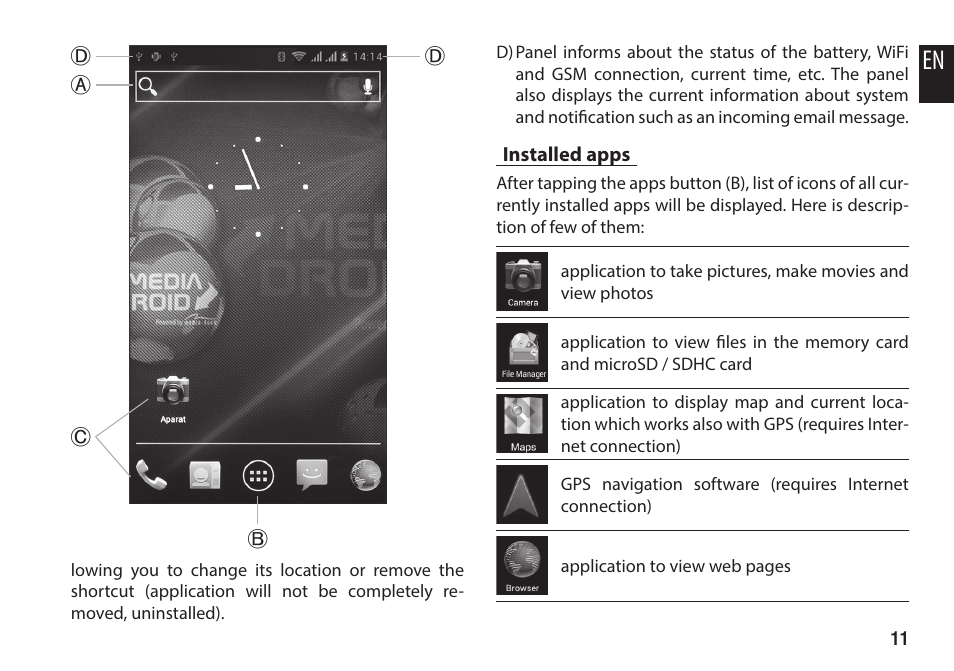 Installed apps | Media-Tech IMPERIUS AERO User Manual | Page 11 / 20