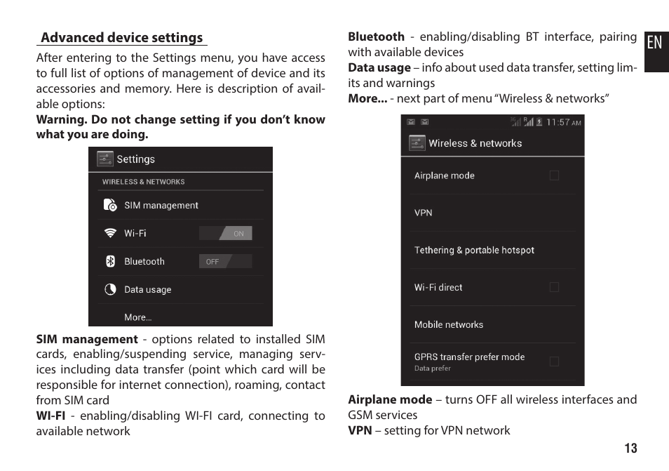 Advanced device settings | Media-Tech IMPERIUS AERO User Manual | Page 13 / 20