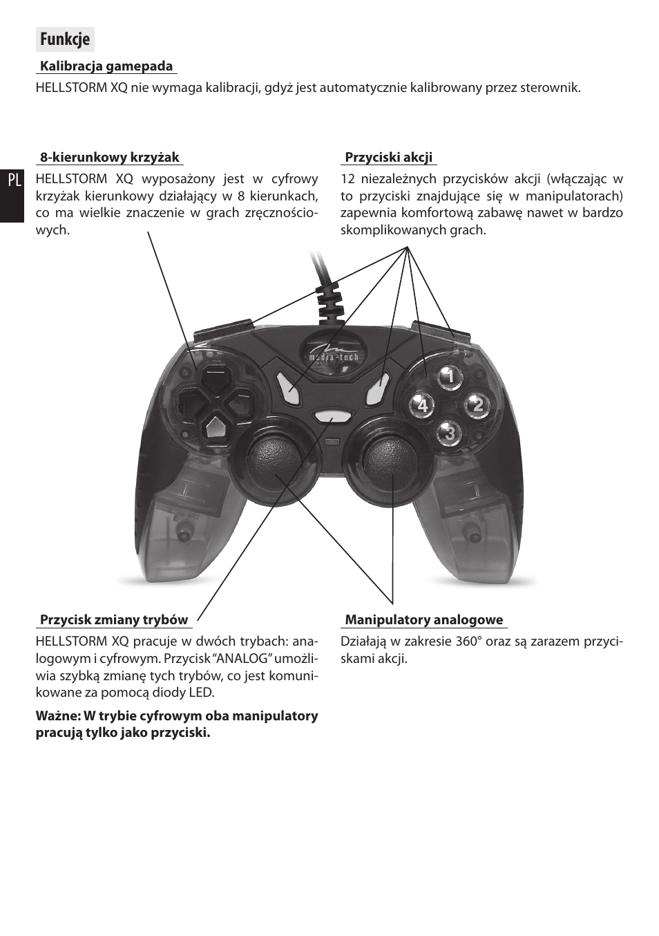 Funkcje | Media-Tech HELLSTORM XQ User Manual | Page 4 / 10