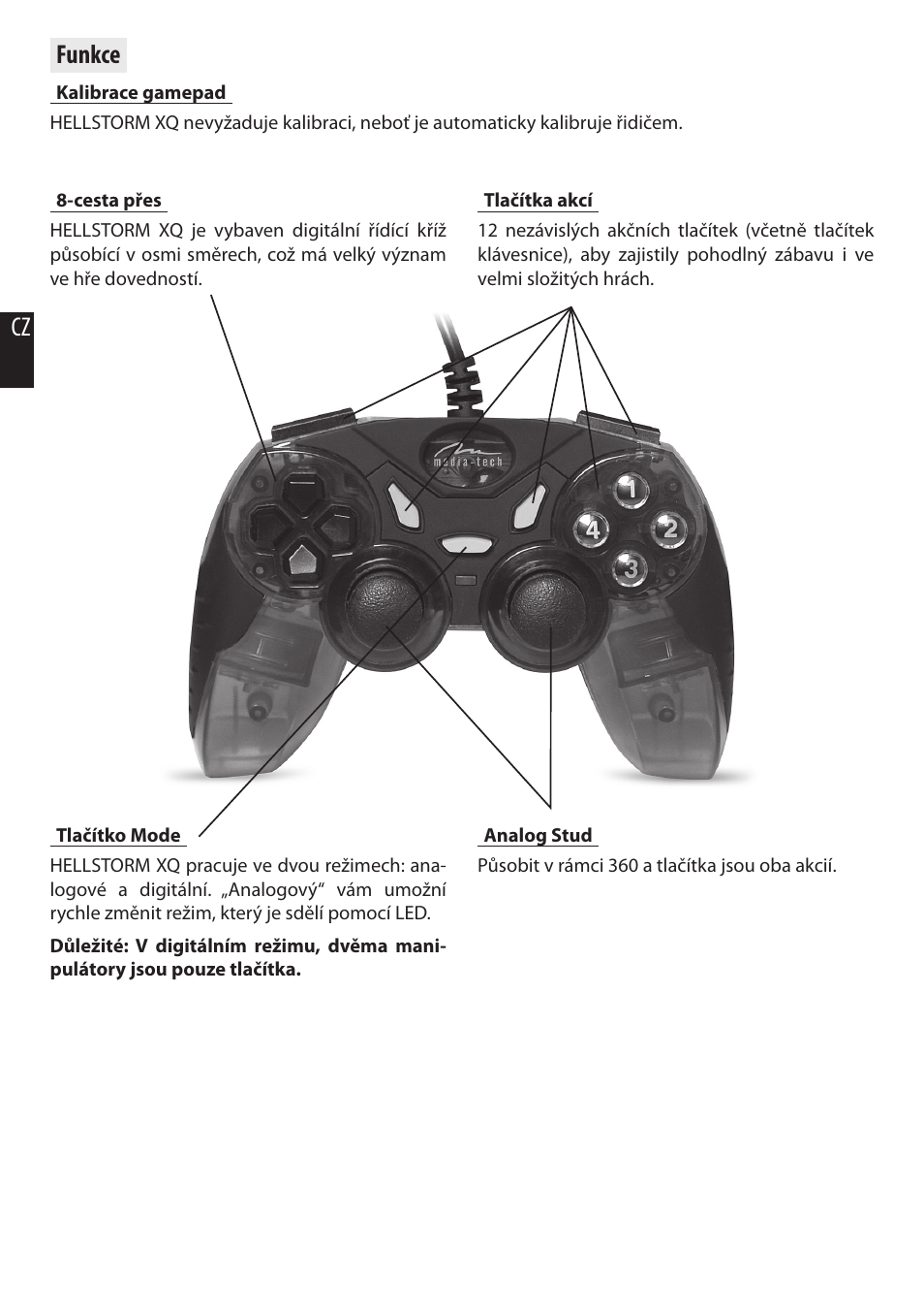 Funkce | Media-Tech HELLSTORM XQ User Manual | Page 6 / 10