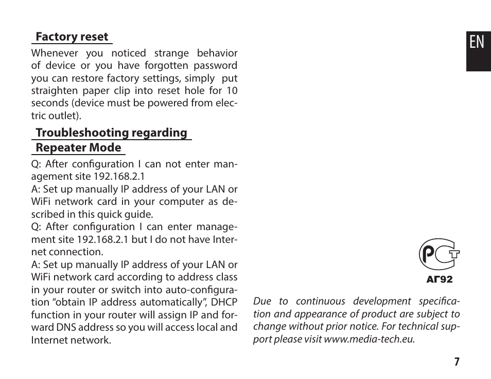 Media-Tech WLAN REPEATER ECO User Manual | Page 7 / 8