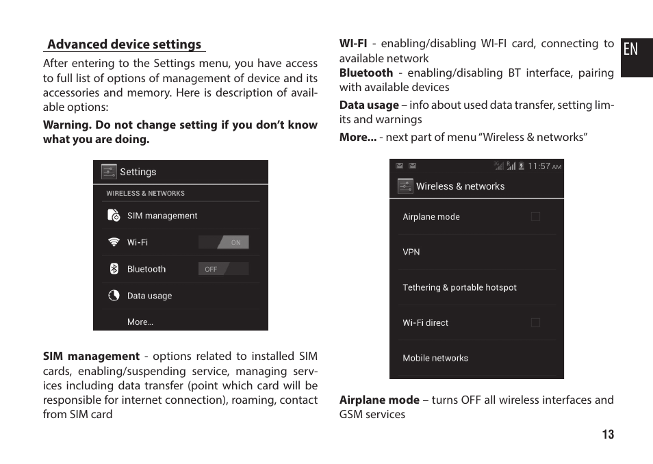 Advanced device settings | Media-Tech IMPERIUS MINI User Manual | Page 13 / 76