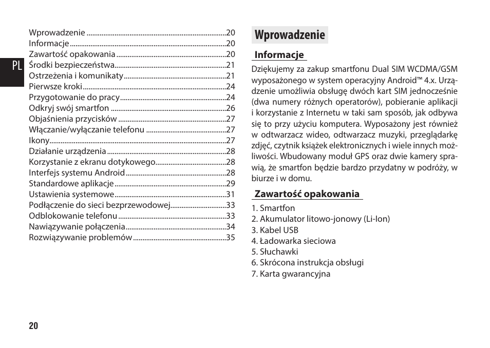 Wprowadzenie, Informacje, Zawartość opakowania | Media-Tech IMPERIUS MINI User Manual | Page 20 / 76