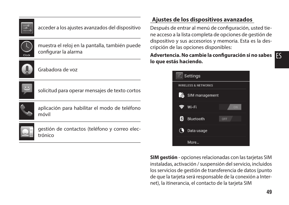 Ajustes de los dispositivos avanzados | Media-Tech IMPERIUS MINI User Manual | Page 49 / 76