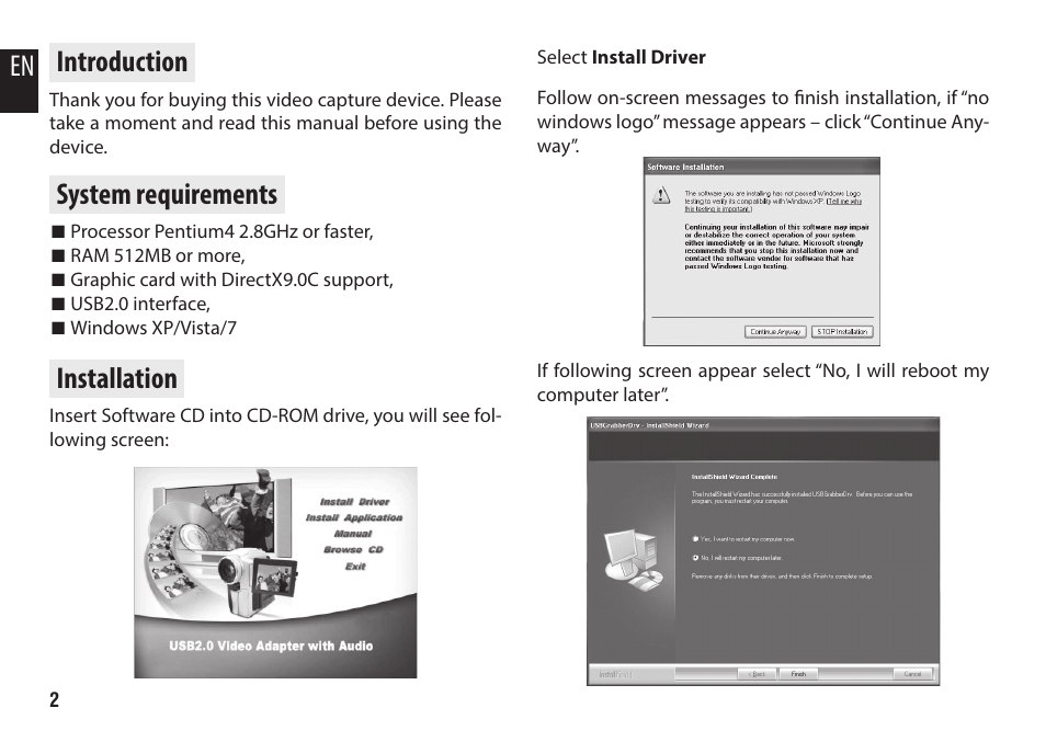 En introduction, System requirements, Installation | Media-Tech VIDEO GRABBER User Manual | Page 2 / 6