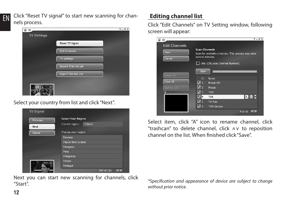 Editing channel list | Media-Tech MICRO DVB-T STICK User Manual | Page 12 / 12