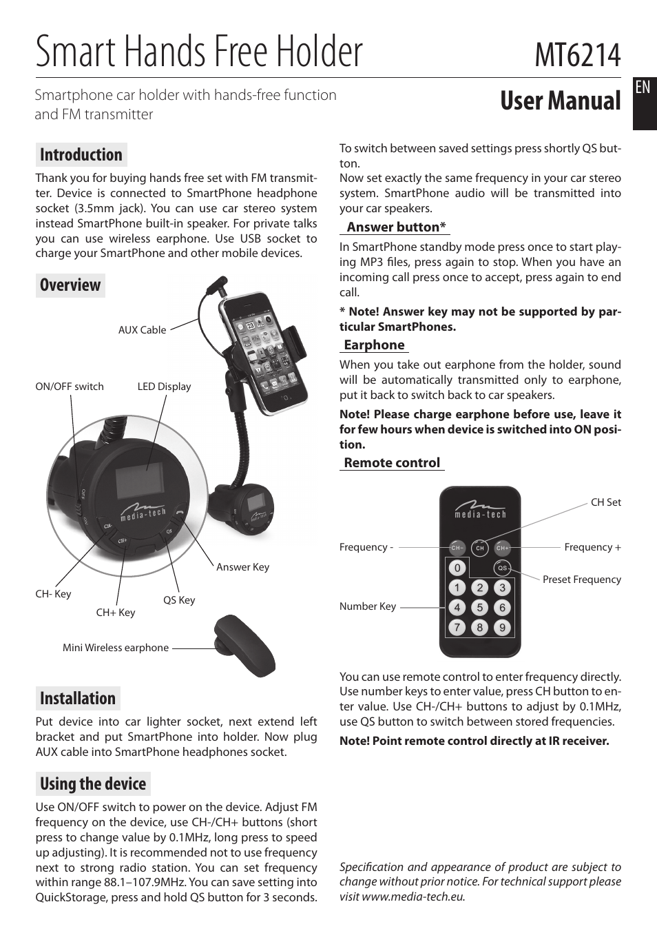 Media-Tech SMART HF HOLDER User Manual | 5 pages