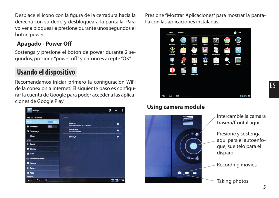 Usando el dispositivo | Media-Tech IMPERIUS TAB 10 3G User Manual | Page 5 / 6