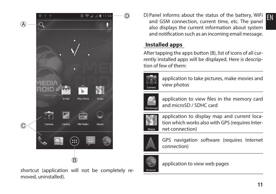 Installed apps | Media-Tech IMPERIUS AERO SLIM User Manual | Page 11 / 20