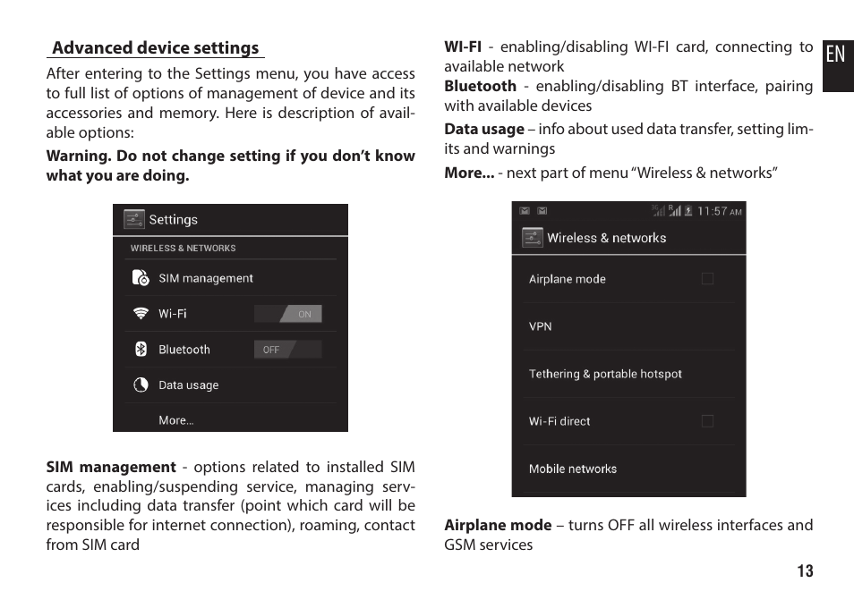 Advanced device settings | Media-Tech IMPERIUS AERO SLIM User Manual | Page 13 / 20