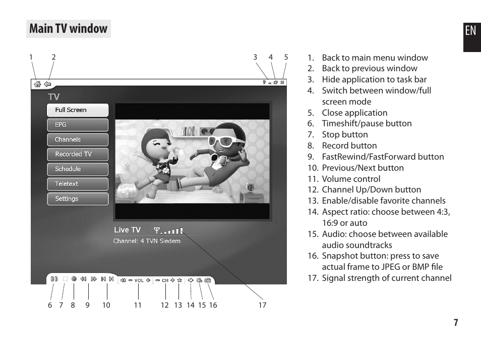 Main tv window, En main tv window | Media-Tech DVB-T NAVIGATOR DUO User Manual | Page 7 / 12