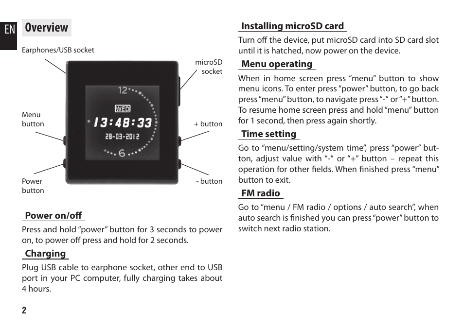 En overview | Media-Tech JOYMAN MP4 WATCH User Manual | Page 2 / 5