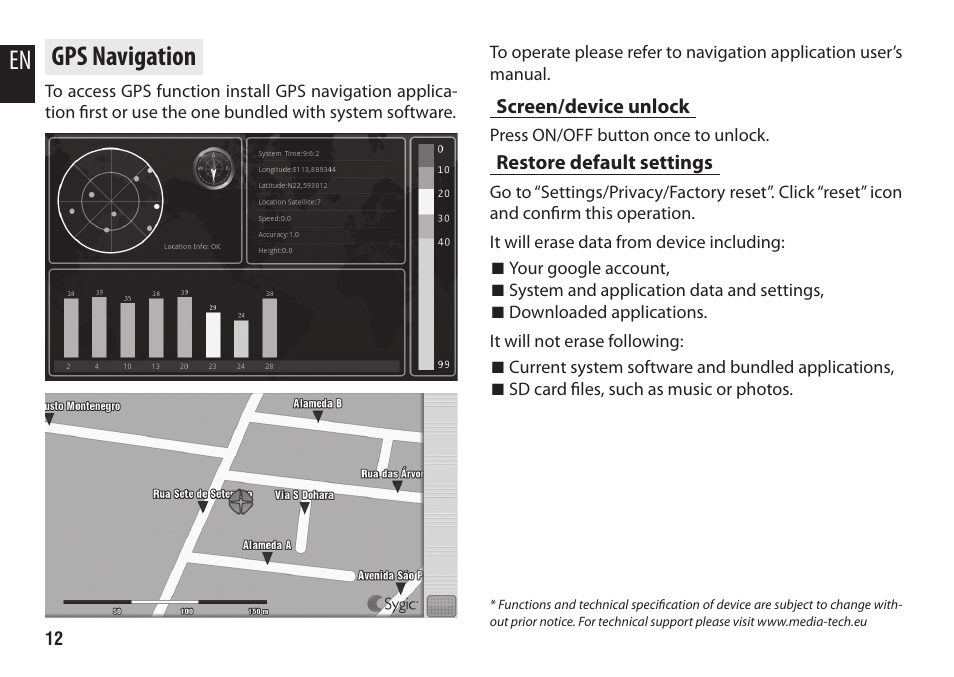 Gps navigation | Media-Tech MASTER-MID GPS User Manual | Page 12 / 12