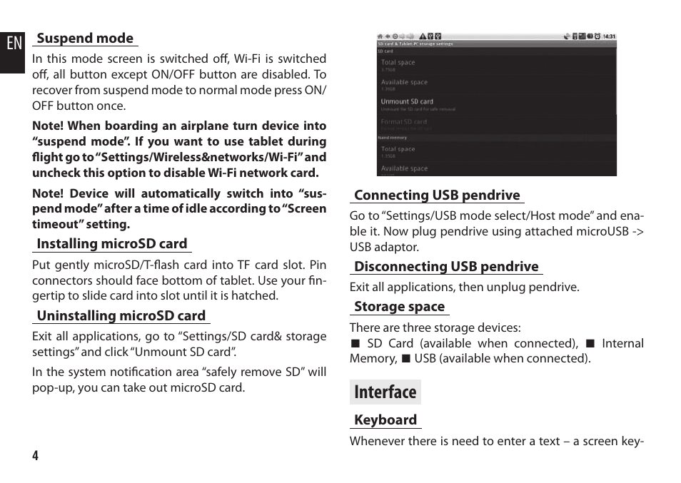 Interface | Media-Tech MASTER-MID GPS User Manual | Page 4 / 12