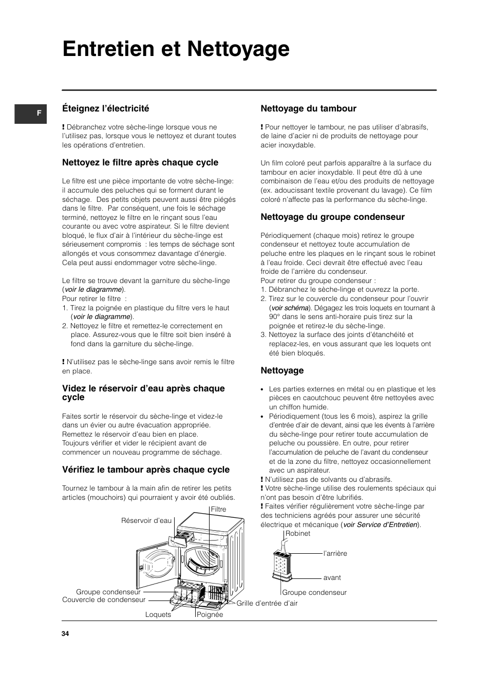 Entretien et nettoyage | Indesit ISL 70 C User Manual | Page 34 / 96