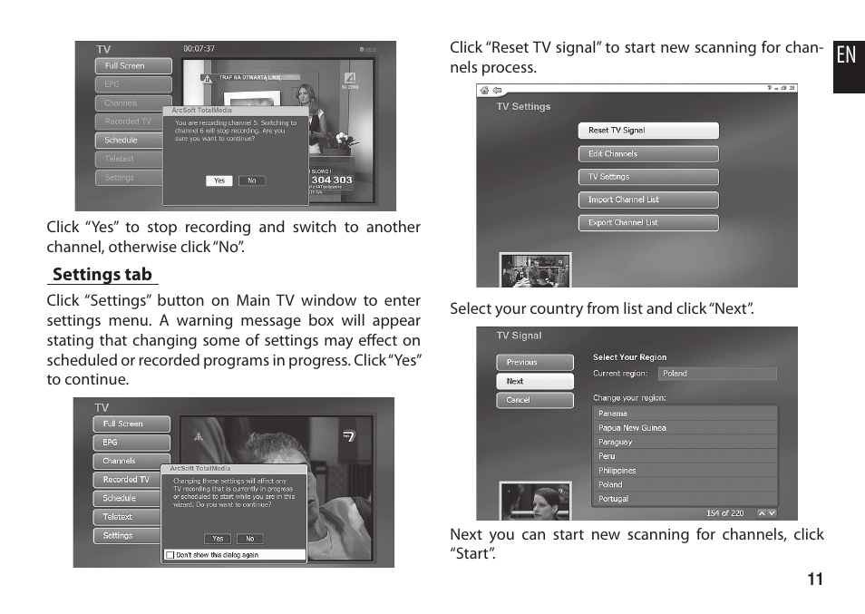 Settings tab | Media-Tech DVB-T STICK LT User Manual | Page 11 / 12