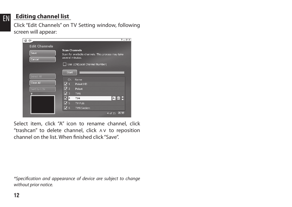 Editing channel list | Media-Tech DVB-T STICK LT User Manual | Page 12 / 12