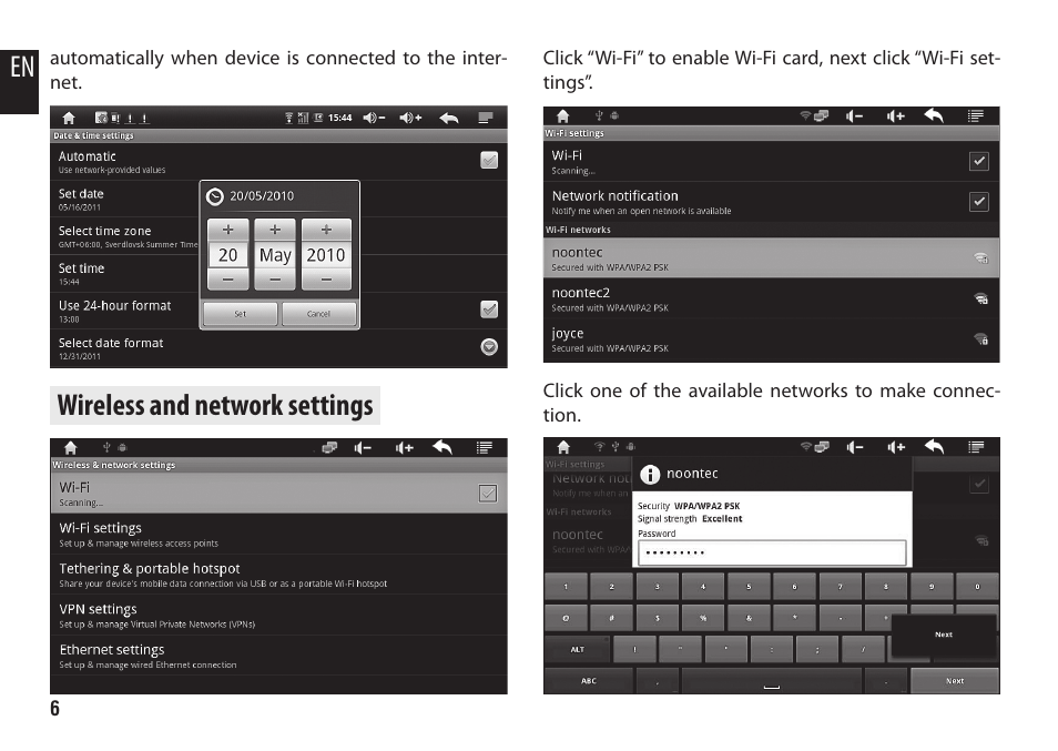 Wireless and network settings | Media-Tech ENGAGE HQ PRO User Manual | Page 6 / 16